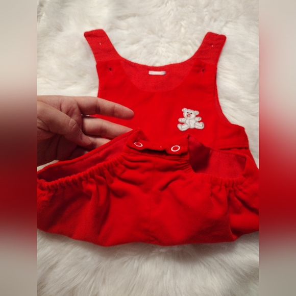 Baby togs vintage romper red velvet outfit set size 6-9 months - Picture 7 of 9
